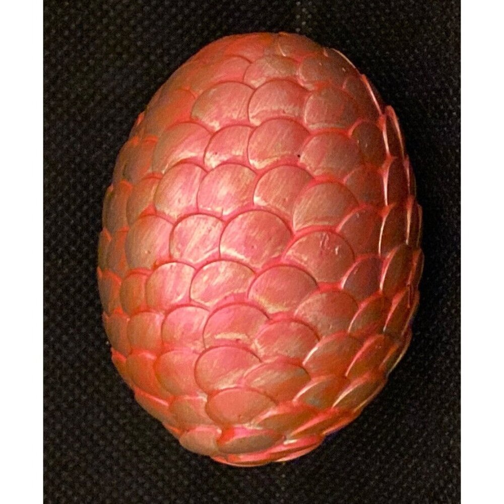 Handmade Orange Pink Iridescent Dragon Egg 2.5" Gold Metal Scales - Picture 2 of 9